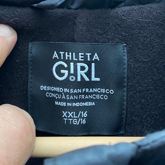 Athleta Girl Snow Day Down Jacket Goose Down 16 / XXL Black Winter Warm $168 - Picture 2 of 6